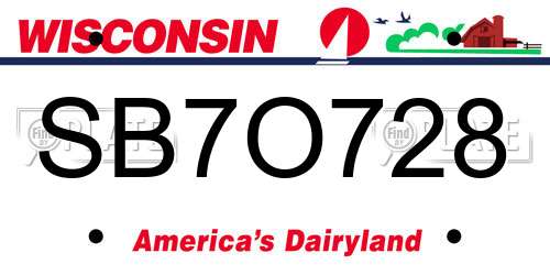 SB7O728 Wisconsin License Plate
