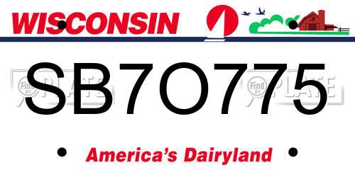 SB7O775 Wisconsin License Plate
