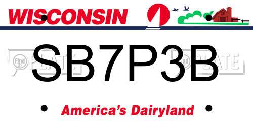 SB7P3B Wisconsin License Plate
