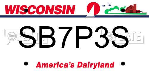 SB7P3S Wisconsin License Plate