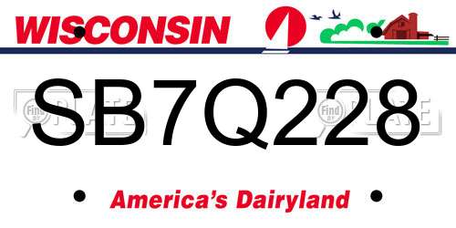 SB7Q228 Wisconsin License Plate