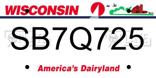 SB7Q725 Wisconsin License Plate