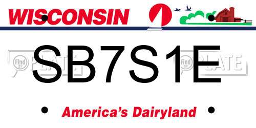 SB7S1E Wisconsin License Plate