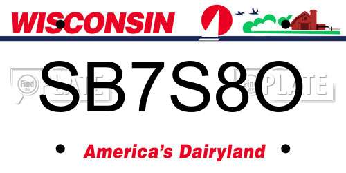 SB7S8O Wisconsin License Plate