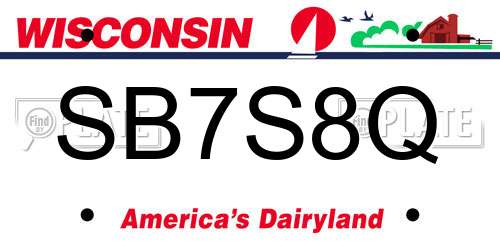 SB7S8Q Wisconsin License Plate