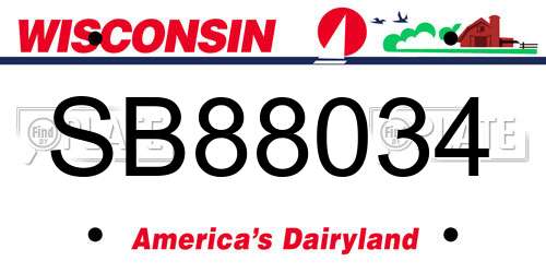 SB88034 Wisconsin License Plate