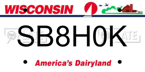 SB8H0K Wisconsin License Plate