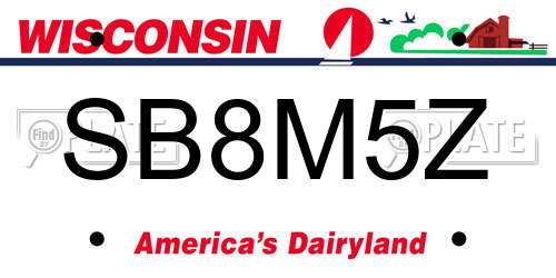 SB8M5Z Wisconsin License Plate