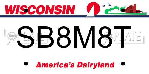 SB8M8T Wisconsin License Plate