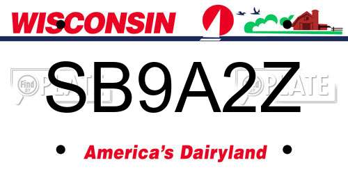 SB9A2Z Wisconsin License Plate