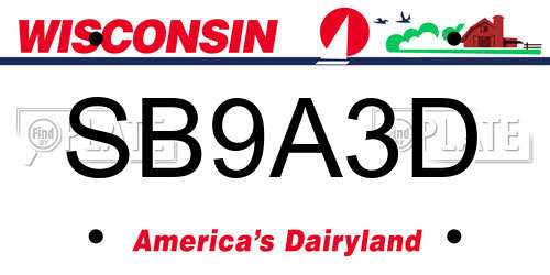 SB9A3D Wisconsin License Plate