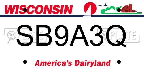 SB9A3Q Wisconsin License Plate