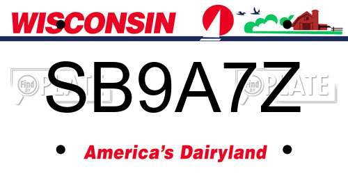 SB9A7Z Wisconsin License Plate