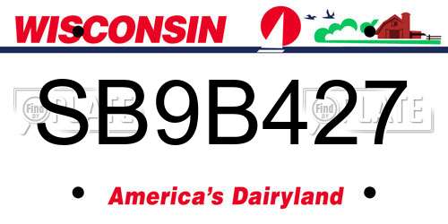 SB9B427 Wisconsin License Plate