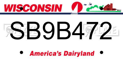 SB9B472 Wisconsin License Plate