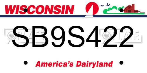 SB9S422 Wisconsin License Plate