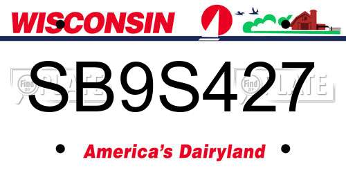 SB9S427 Wisconsin License Plate
