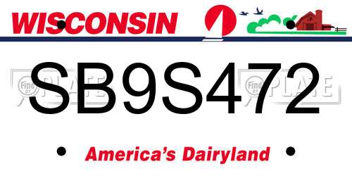 SB9S472 Wisconsin License Plate