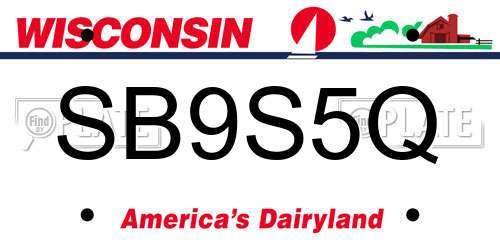 SB9S5Q Wisconsin License Plate