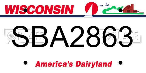 SBA2863 Wisconsin License Plate