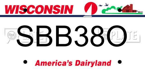 SBB38O Wisconsin License Plate