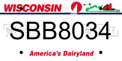 SBB8034 Wisconsin License Plate