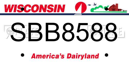 SBB8588 Wisconsin License Plate