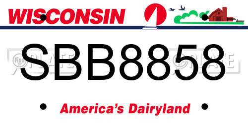 SBB8858 Wisconsin License Plate