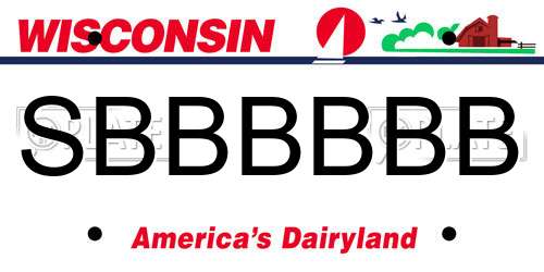 SBBBBBB Wisconsin License Plate