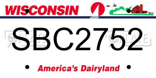 SBC2752 Wisconsin License Plate