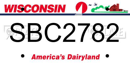 SBC2782 Wisconsin License Plate