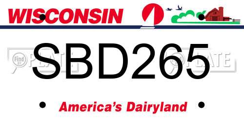 SBD265 Wisconsin License Plate