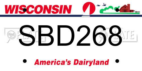 SBD268 Wisconsin License Plate