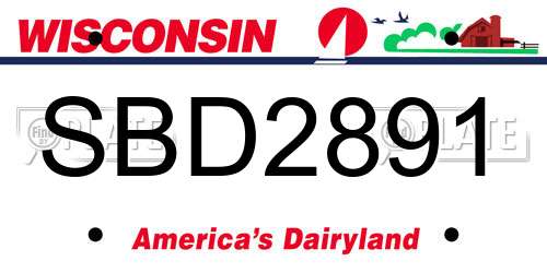 SBD2891 Wisconsin License Plate