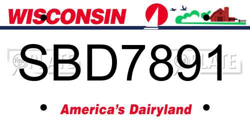 SBD7891 Wisconsin License Plate