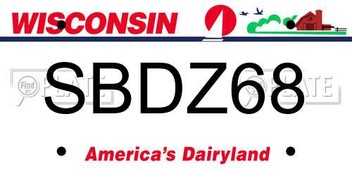 SBDZ68 Wisconsin License Plate