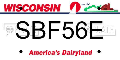 SBF56E Wisconsin License Plate