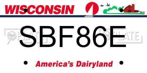 SBF86E Wisconsin License Plate