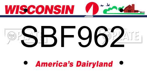 SBF962 Wisconsin License Plate