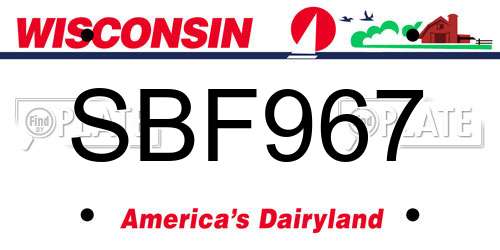 SBF967 Wisconsin License Plate