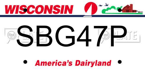 SBG47P Wisconsin License Plate