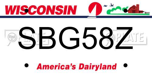 SBG58Z Wisconsin License Plate