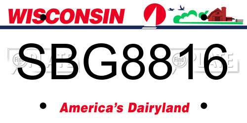 SBG8816 Wisconsin License Plate