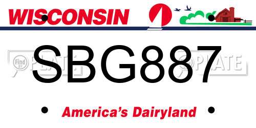 SBG887 Wisconsin License Plate