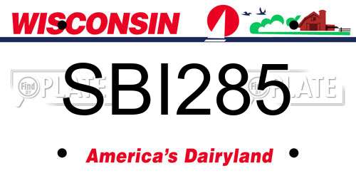 SBI285 Wisconsin License Plate