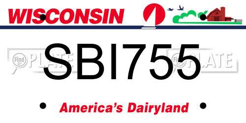 SBI755 Wisconsin License Plate