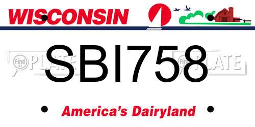 SBI758 Wisconsin License Plate