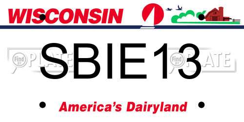 SBIE13 Wisconsin License Plate