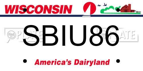 SBIU86 Wisconsin License Plate