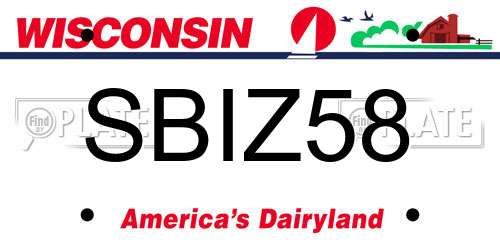 SBIZ58 Wisconsin License Plate
